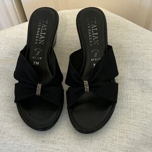 Italian Shoemakers Black Wedge Sandals Size 7